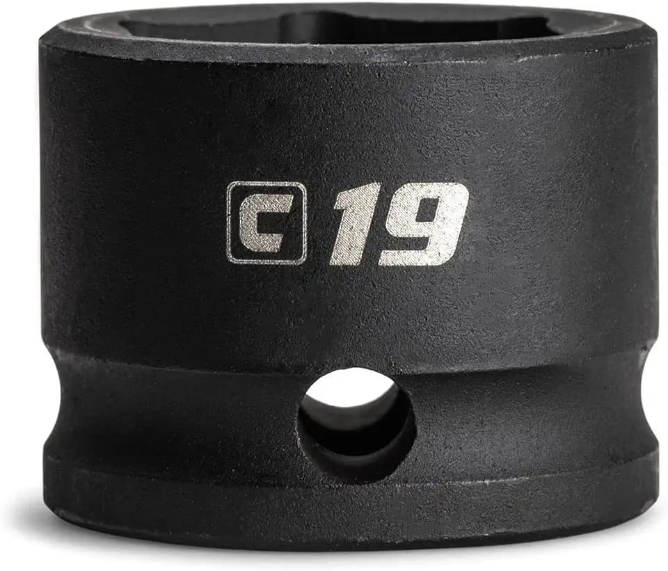 Capri Tools 19 mm Stubby Impact Socket, 3/8 in. Drive, 6 Point, Metric