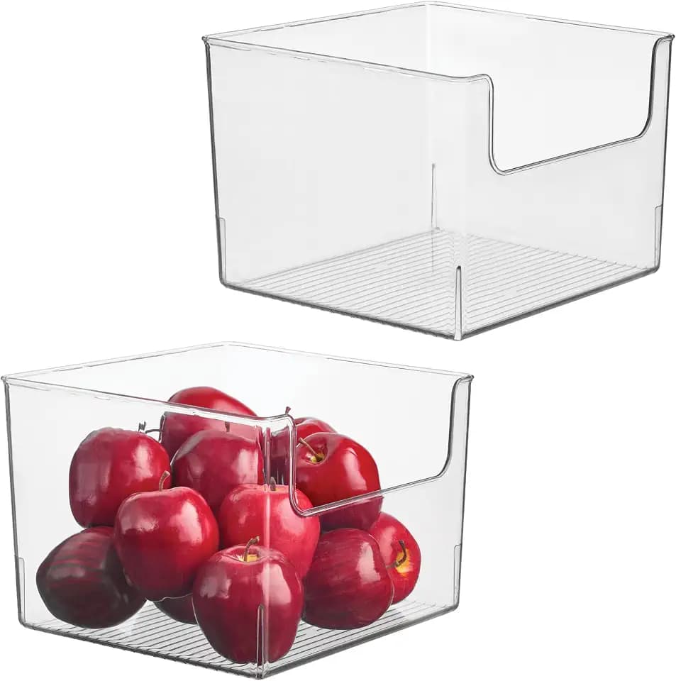 iDesign Open-Front Storage Bin, Clear, Set of 2