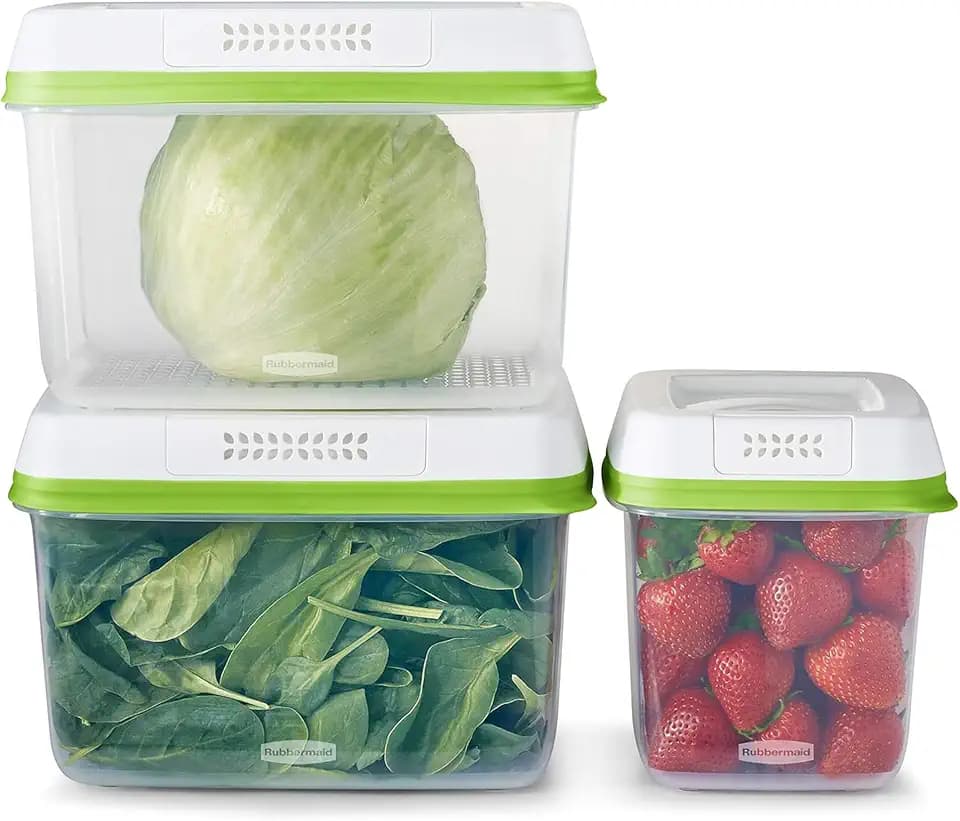 Rubbermaid FreshWorks Produce Containers, Medium/Large, 6-Piece Set