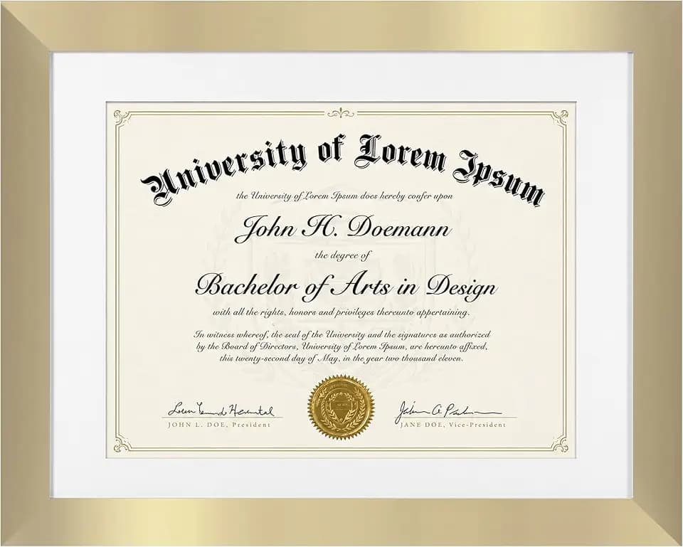 Americanflat 11x14 Diploma Frame - Matted to 8.5x11 - Gold