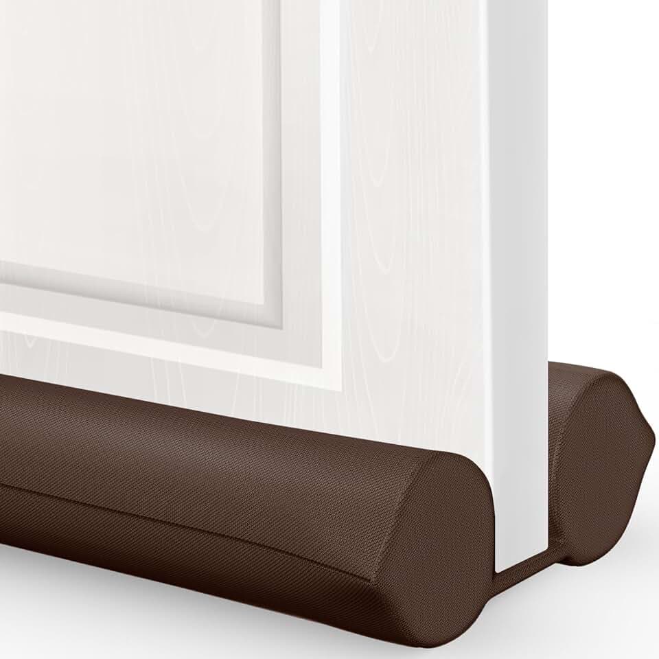Comfyanno Under Door Draft Stopper - Bottom Door Gap Filler & Seal - Fits 30” to 36” Door, Block Cold Air, Noise, Sound, Wind, Bugs, Easy to Install, Double Side Block, No Adhesive, Brown