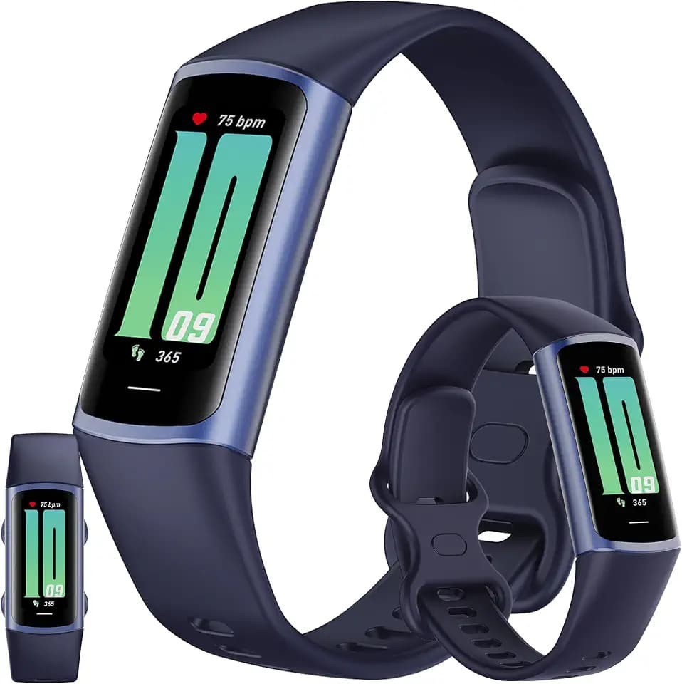 ZPIMY Smartwatch Damen Herren, 1,1” AMOLED 5ATM wasserdichte Fitnessuhr mit Schrittzähler Herzfrequenz, SpO2, Sportuhr Aktivitätstracker für Android iOS, (Blau)