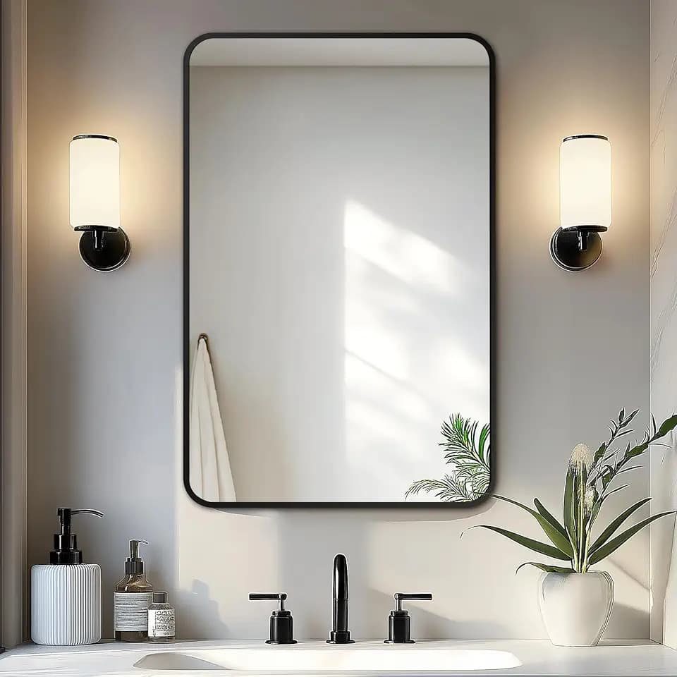 Delma Bathroom Vanity Mirror, Black Framed Mirror for Over Sink, 30x20