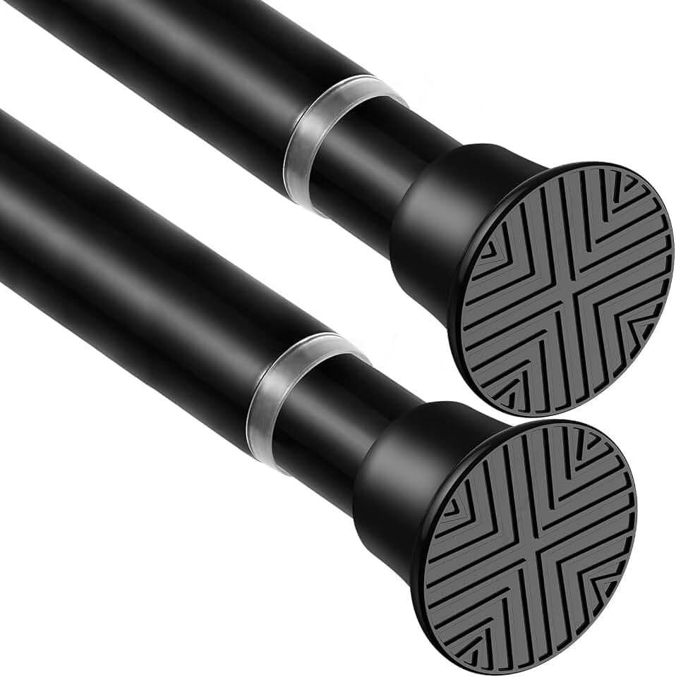 2 Pack Spring Tension Curtain Rods 23-46 Inch, Black Tension Rods