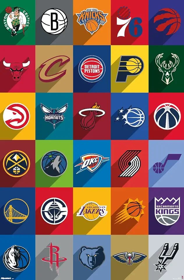 NBA League - Logos 25 Wall Poster, 34L" x 22.4W", Premium Unframed Version