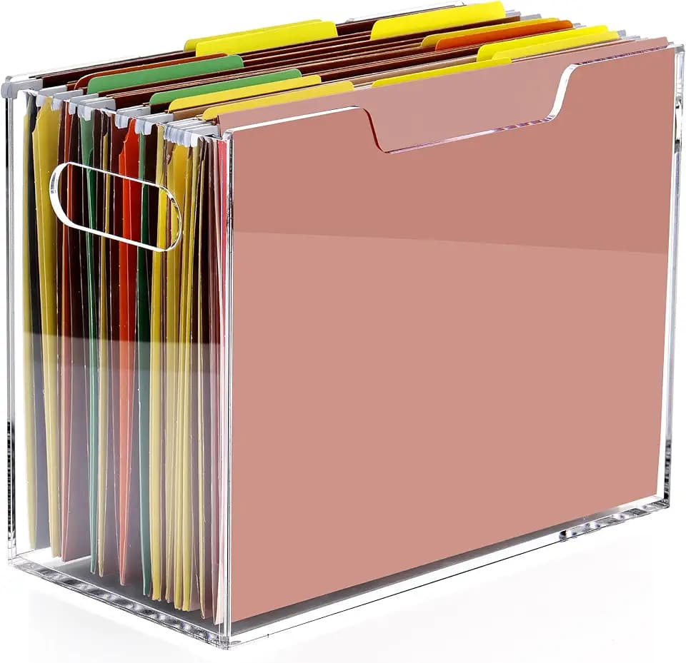 Acrylic Hanging File Organizer, Letter Size Clear Magazine Rack Folders Holder, Large Capacity Storage Box for Desk Office School, No Assembly Required