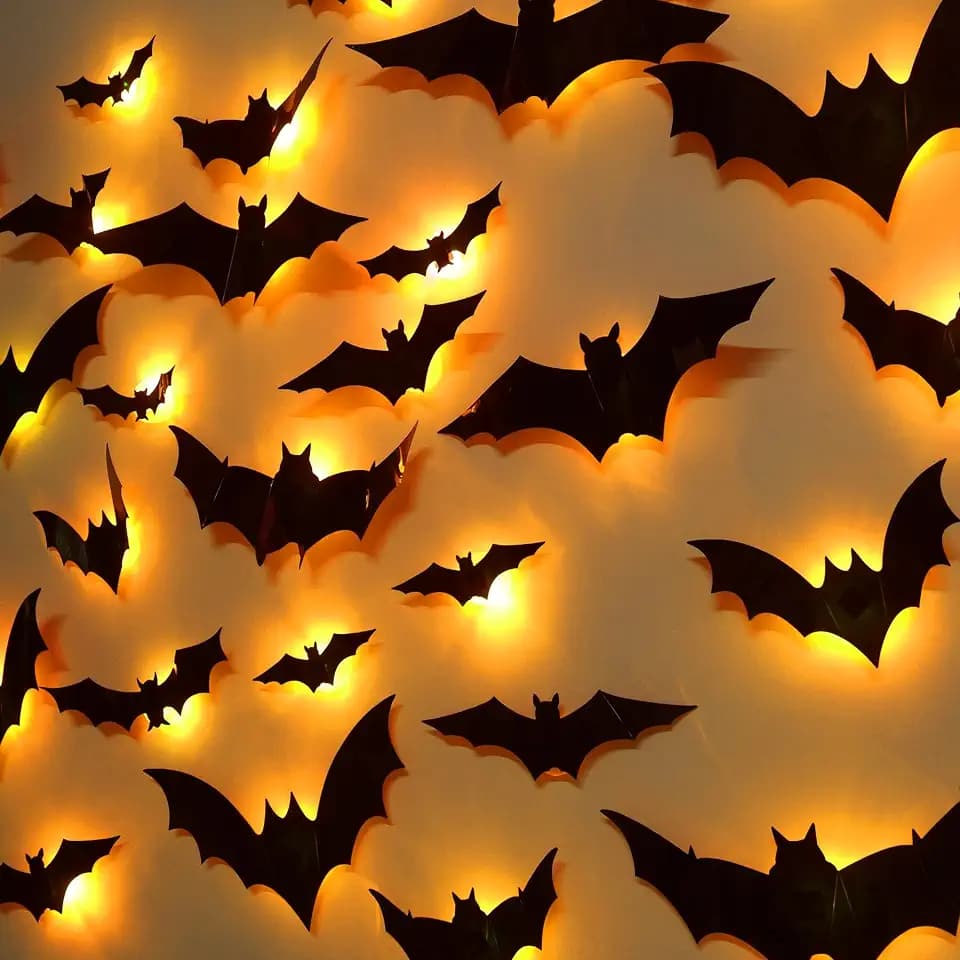 DR.DUDU 36 Pack Light Up Bats Halloween Decorations, Orange