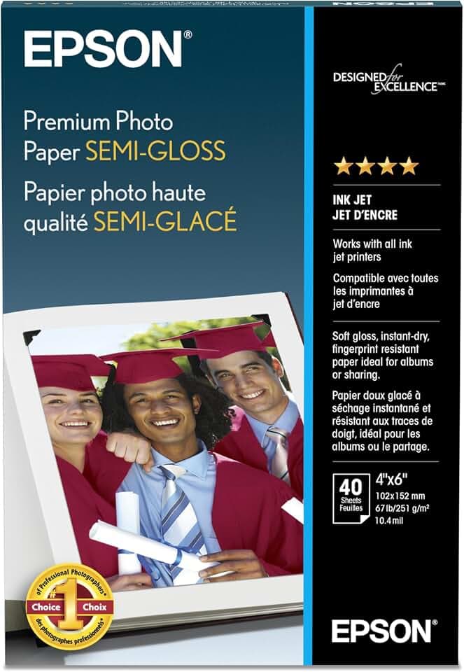 Epson Premium Photo Paper Semi-Gloss 4x6 40 sheets S041982