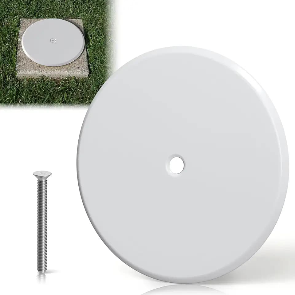 7Inch Clean Out Cover Plate, Cleanout Cover Plate for Clean Plug Access Hole, Round Decorative Cleanout Cover Access Plate for Rear Deck Drain and Hidden Open Gutter (White,1 Pcs)