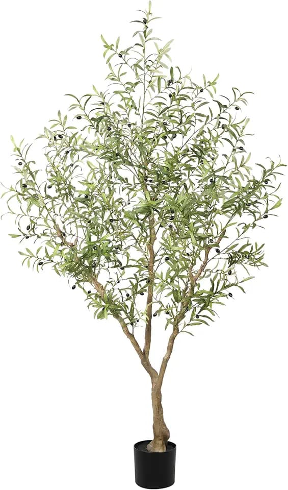 LYERSE Faux Olive Tree 7ft with Thick Lifelike Branches, Realistic Leaves