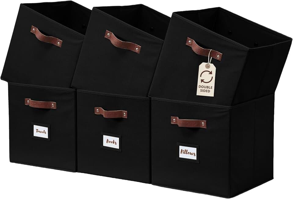 DECOMOMO Storage Bins, Cube Storage Bin with Labels