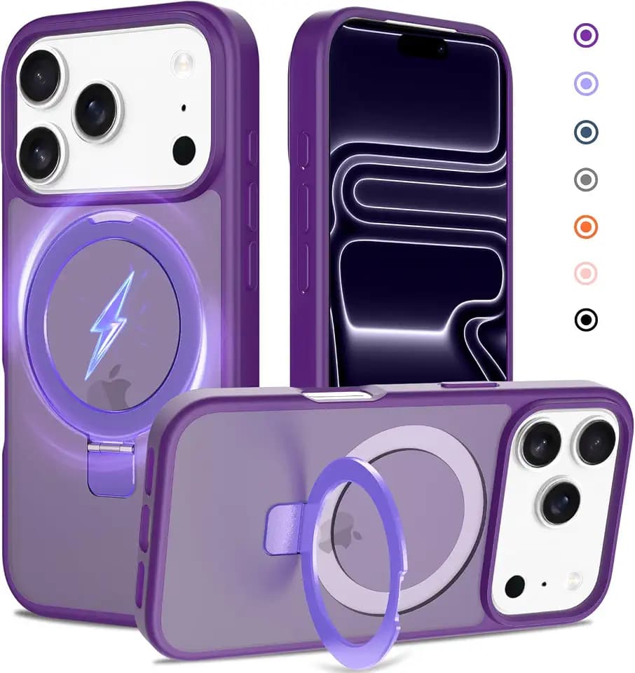 Ultra-Magnetic Stand Case for iPhone 17 Pro Max, Purple