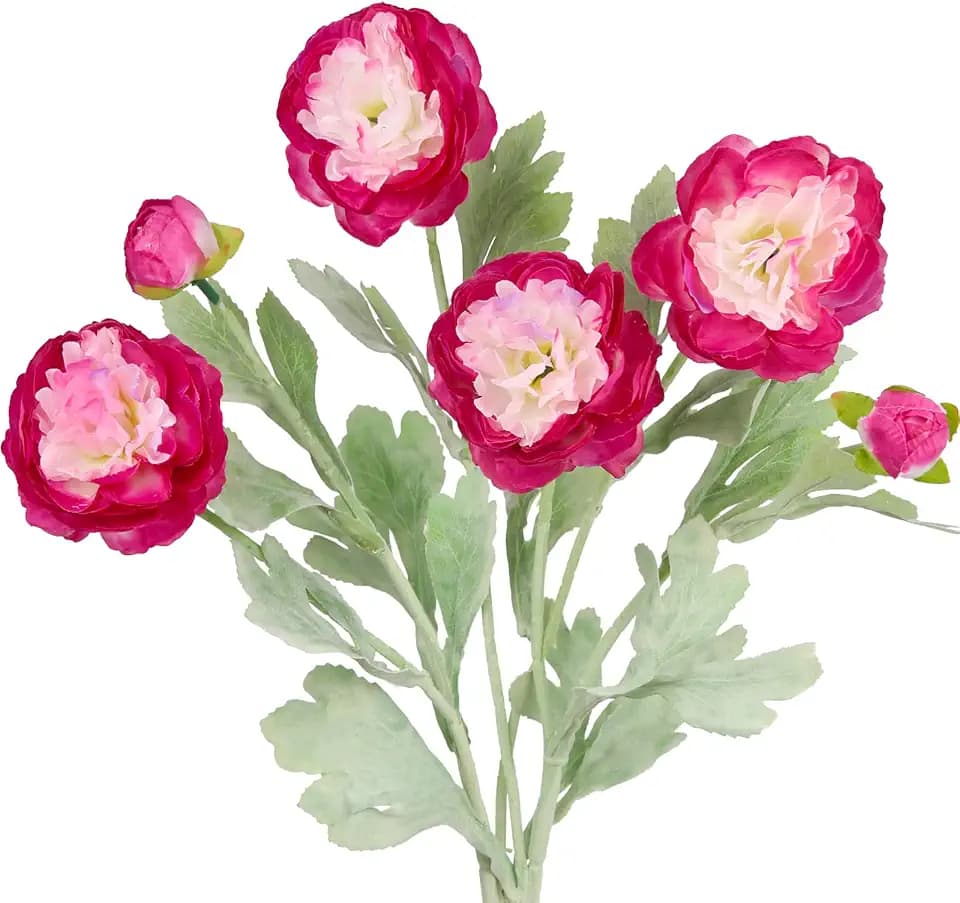 2 Pcs Artificial Flowers Silk Peony Rose Single Stem Artificial Ranunculus Flowers Faux Peony Bouquet Floral Arrangements Bundle Fake Flowers Bulk for Table Centerpiece Wedding Farmhouse Home