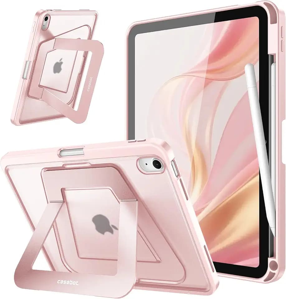 Fintie Ständer-Hülle für iPad A16 11/10 Generation (11/10,9 Zoll), Rosa | Für 2025/2022 Modell, Schutzhülle mit Stifthalter & Metall-Ständer, Schlanke, matte Rückseite, flexible Blickwinkel,