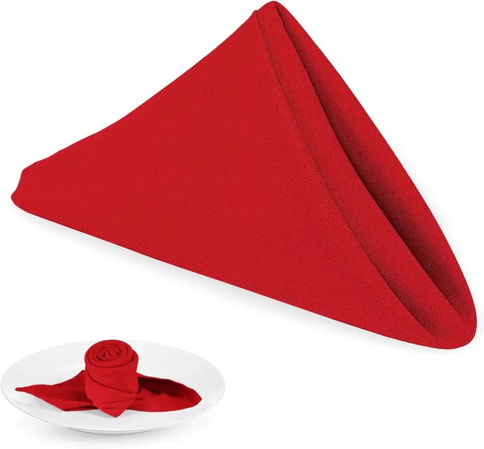 PLOYMONO Red Cloth Napkins - 8 Pack 17" x 17" Washable Polyester Napkins