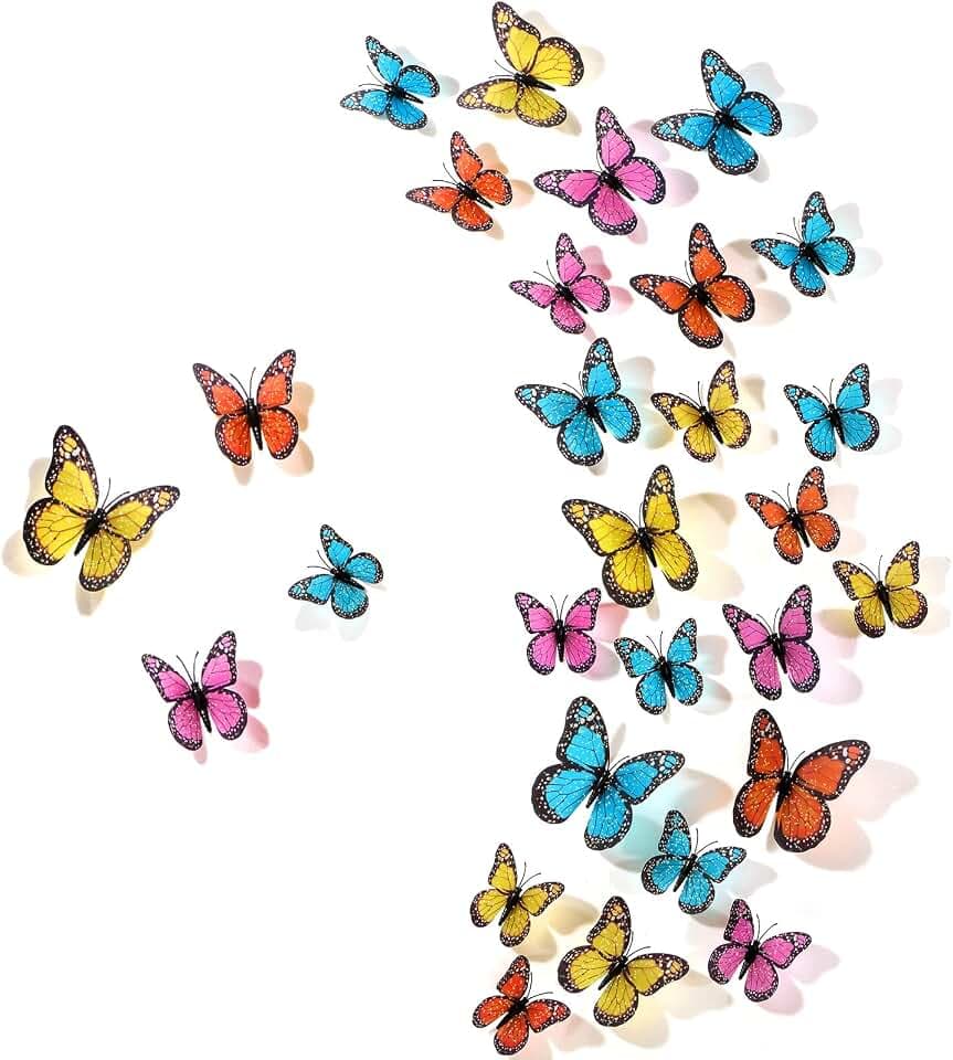 Chuangdi 48 Pcs Halloween Colorful Monarch Butterfly Decor