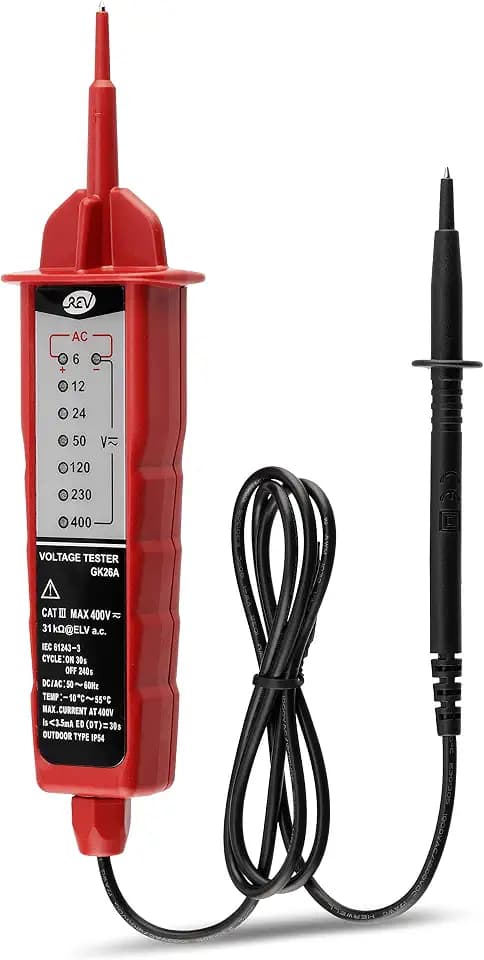 REV Stromprüfer, Spannungsprüfer 400V, 7-stufige LED Anzeige, rot