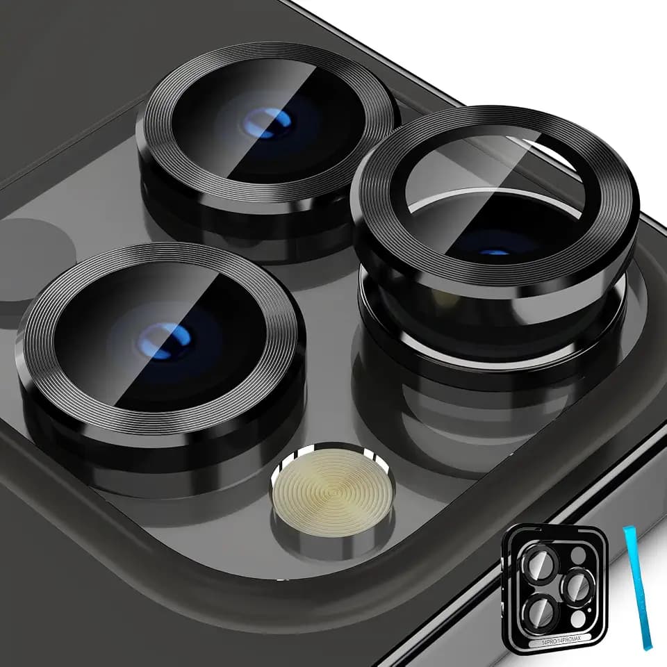 imluckies Kameraschutz für iPhone 14 Pro/iPhone 14 Pro Max Kamera Linse Schutzfolie, HD Gehärtetes Glas Individuell Metallring, Anti-Kratz Camera Protection für 14Pro 6,1"/14 Pro Max 6,7", Schwarz