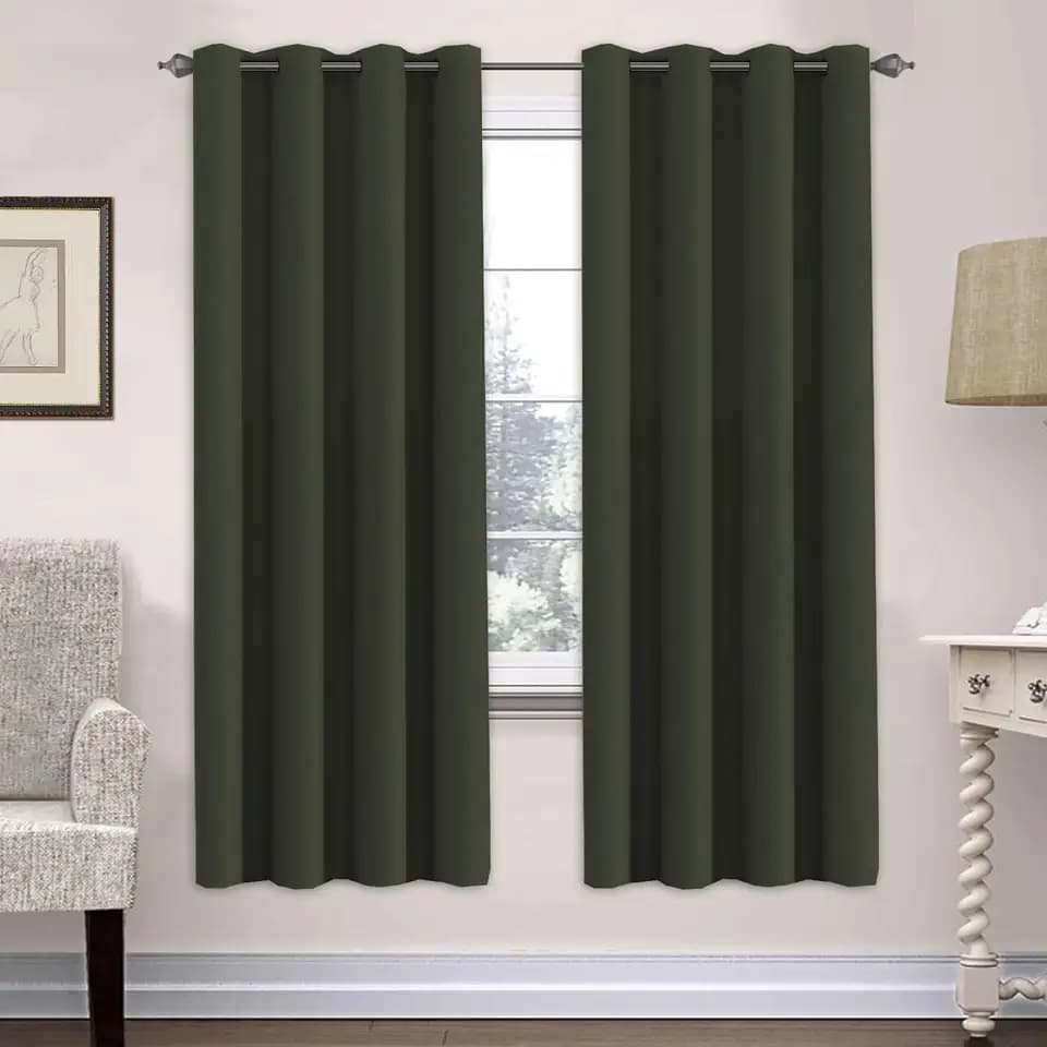 H.VERSAILTEX Ultra Soft Microfiber Thermal Insulated Grommet Blackout Curtains/Window Treatment Draperies 52 by 72 - Inch for Living Room/Bedroom, Set of 2 - Olive