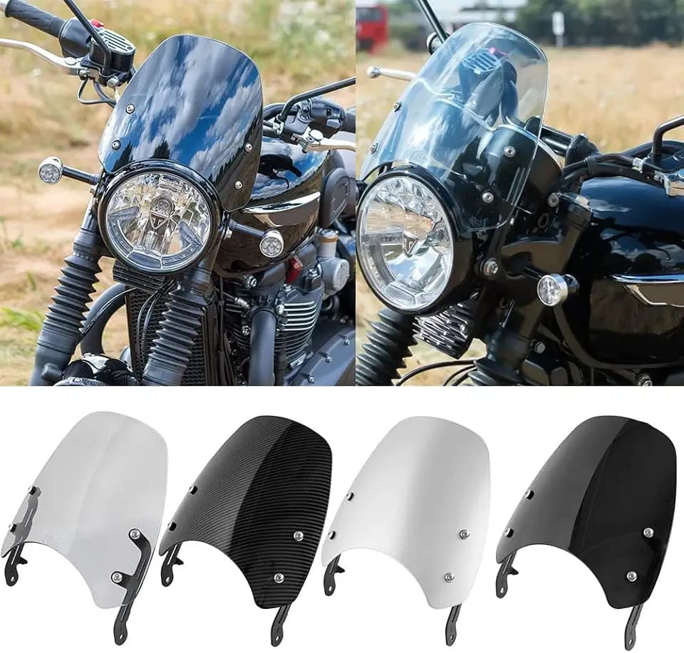 Motorrad Windschutzscheibe Windschutzscheiben Deflektoren Klassisches Fliegengitter Visier Pare-Brise Protector für Bonneville T100 T120 T 100 T 120 Zubehör 2016 2017 2018 2019 2020 (Rauch)