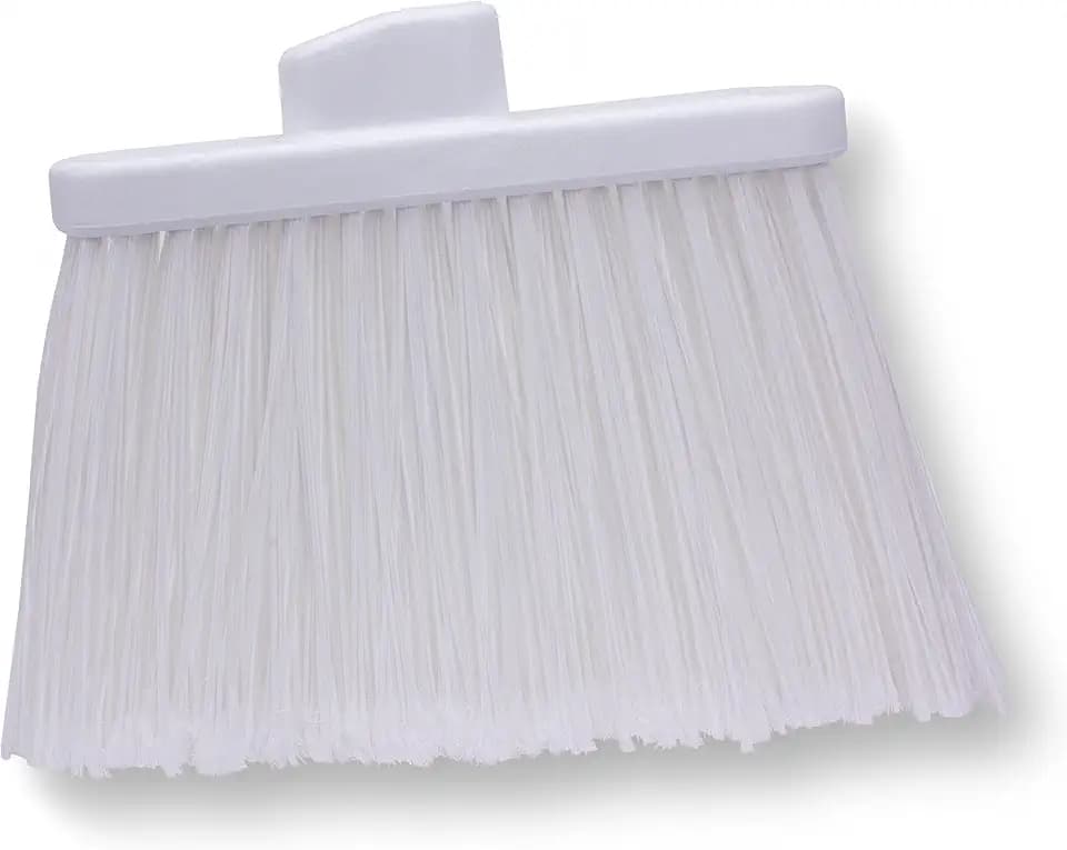 SPARTA Plastic Broom Head, Angled, Flagged for Small Debris Indoor, Outdoor, Home, Restaurant, Lobby, Office, 12 Inches, White