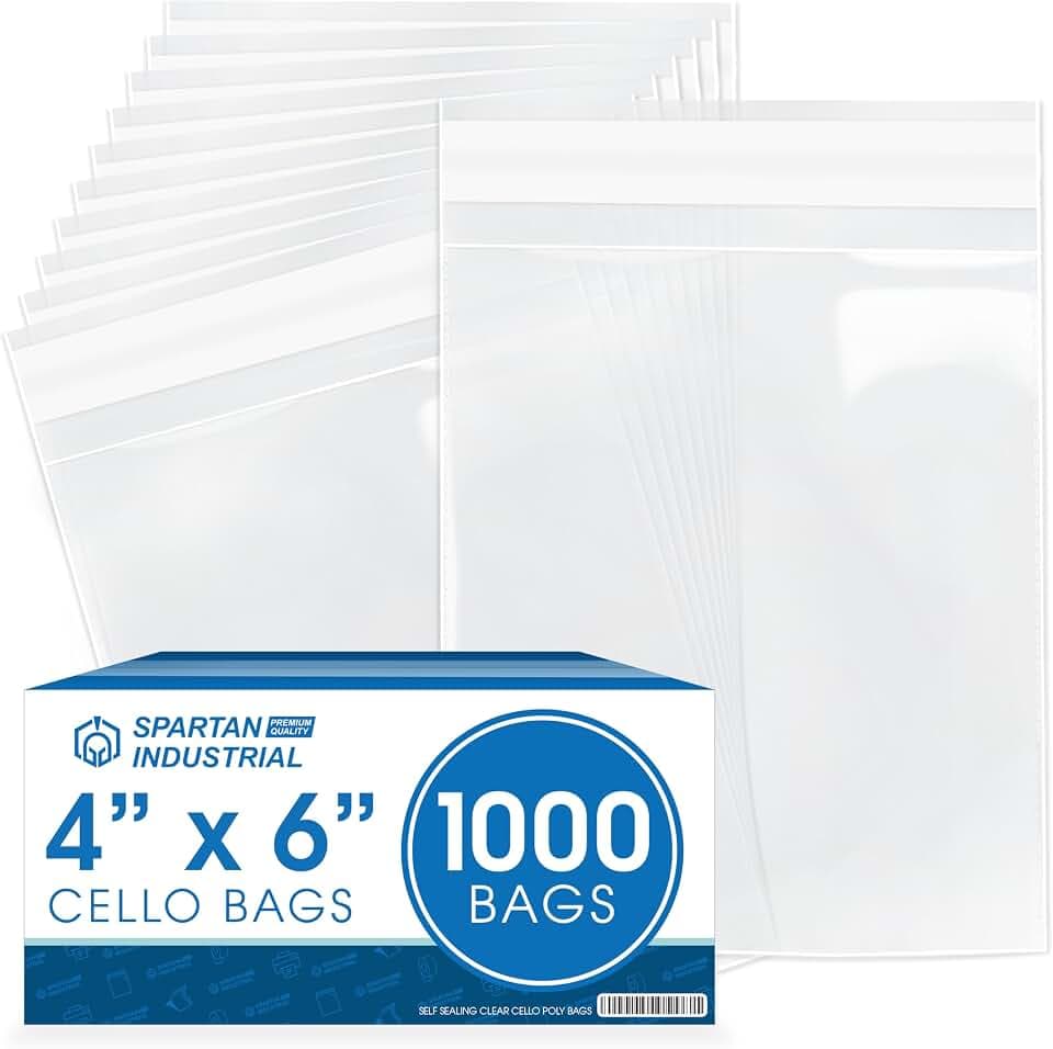 4" X 6" Self-Sealing Cellophane Bags (1000 Count) 4X6 Clear Cookie Bags