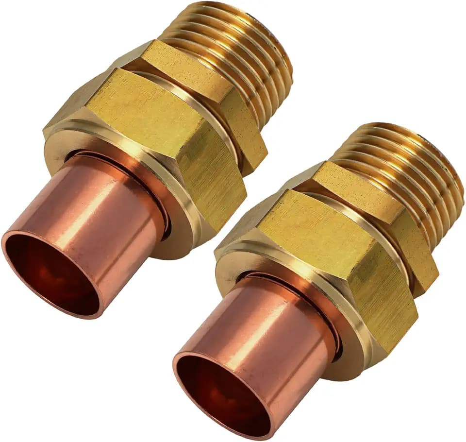 2 Pack 1/2" C x MIP LF Brass Pipe Copper Union Sweat to Male