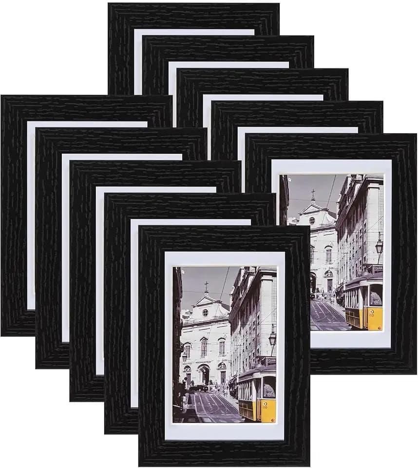 eletecpro 4x6 Picture Frames, Acrylic Cover, Black, Set of 10