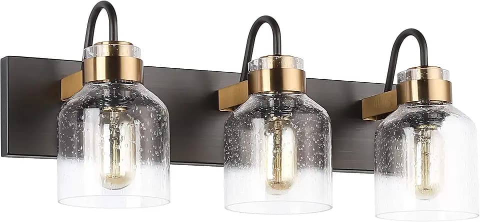 PRESDE 3 Light Bathroom Vanity Light Vintage Black Bathroom Lights Fixture Over Mirror Bathroom Wall Lighting Fixtures