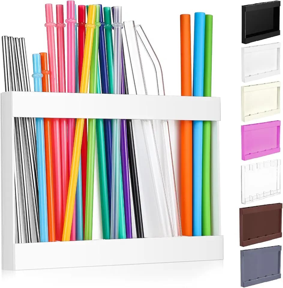 Qinyoung Acrylic Straw Holder for Cabinet Door,Classic,Large,White