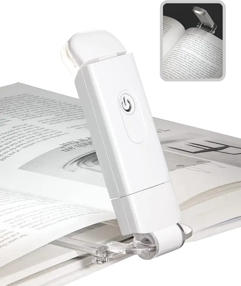 DEWENWILS Book Reading Light with Clip, USB Rechargeable Booklight (White)