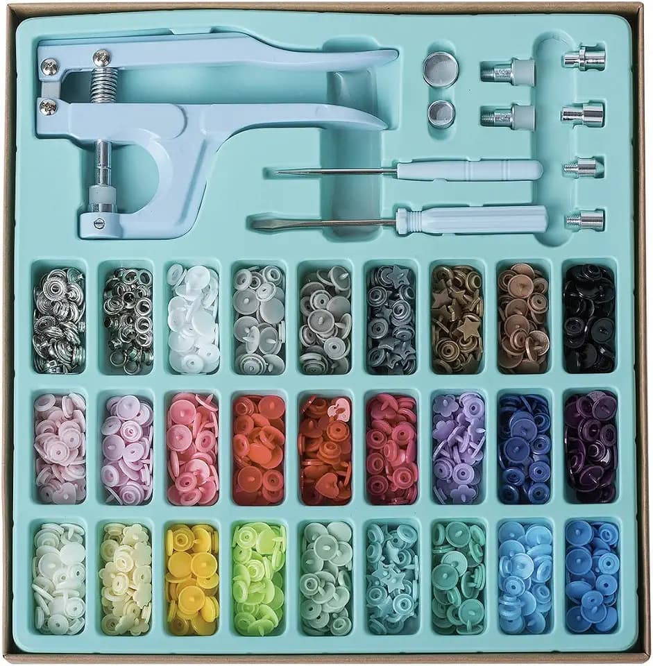 Plastic Snap Fastener Kit with Snaps Pliers (Blue)