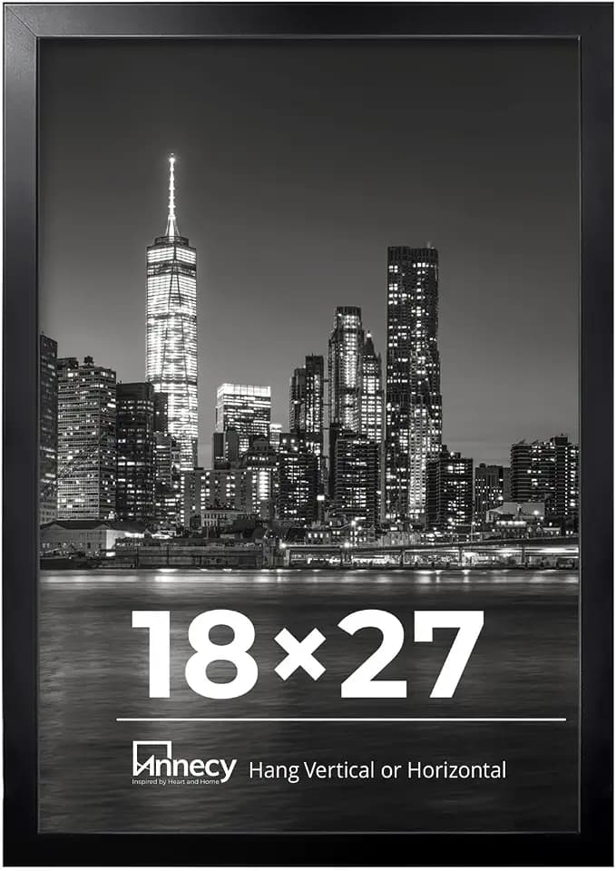 Annecy 18x27 Picture Frame Black(1 Pack), 18 x 27 Picture Frame for Wall Decoration, Classic Black Minimalist Style Suitable for Decorating Houses, Offices, Hotels