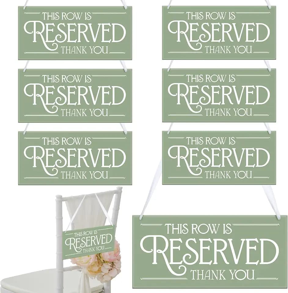 6 Pcs Sage Green Acrylic Wedding Reserved Row Sign