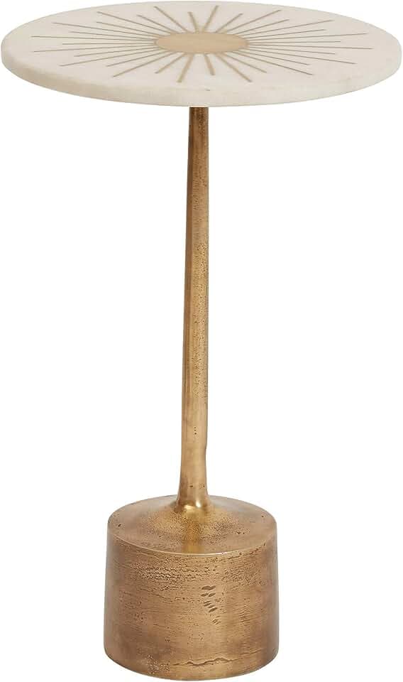 Creative Co-Op Luxe Aluminum and Marble Martini Table, Gold