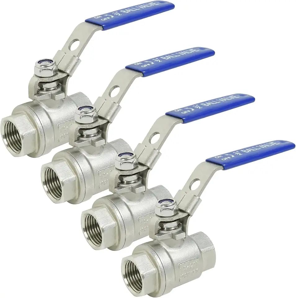 YADIAN 4 Pack 1/2'' Stainless Steel 304 Ball Valves, NPT Female Full Port Ball Valve Heavy Duty Shut Off Valve 1/2 inch for Water, Oil, and Gas with Locking Device, NPT Female, 1000 WOG