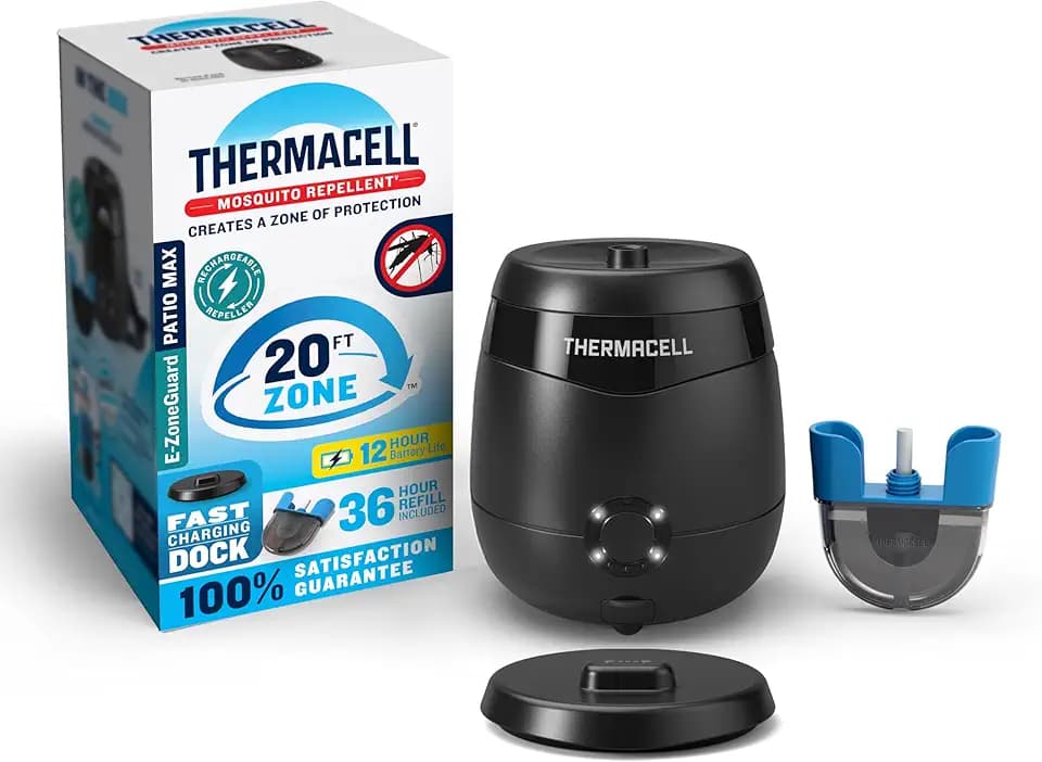 Thermacell E-ZoneGuard Patio Max Mosquito Repellent 12Hr Bat + Chrging Dock