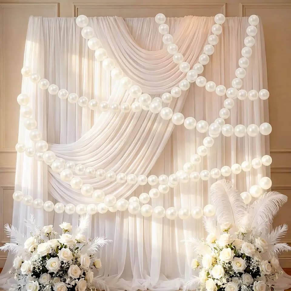Teyva 80 Pcs Pearl Ball Garland 3.15 Inches,2.2 Inches Pearlescent White