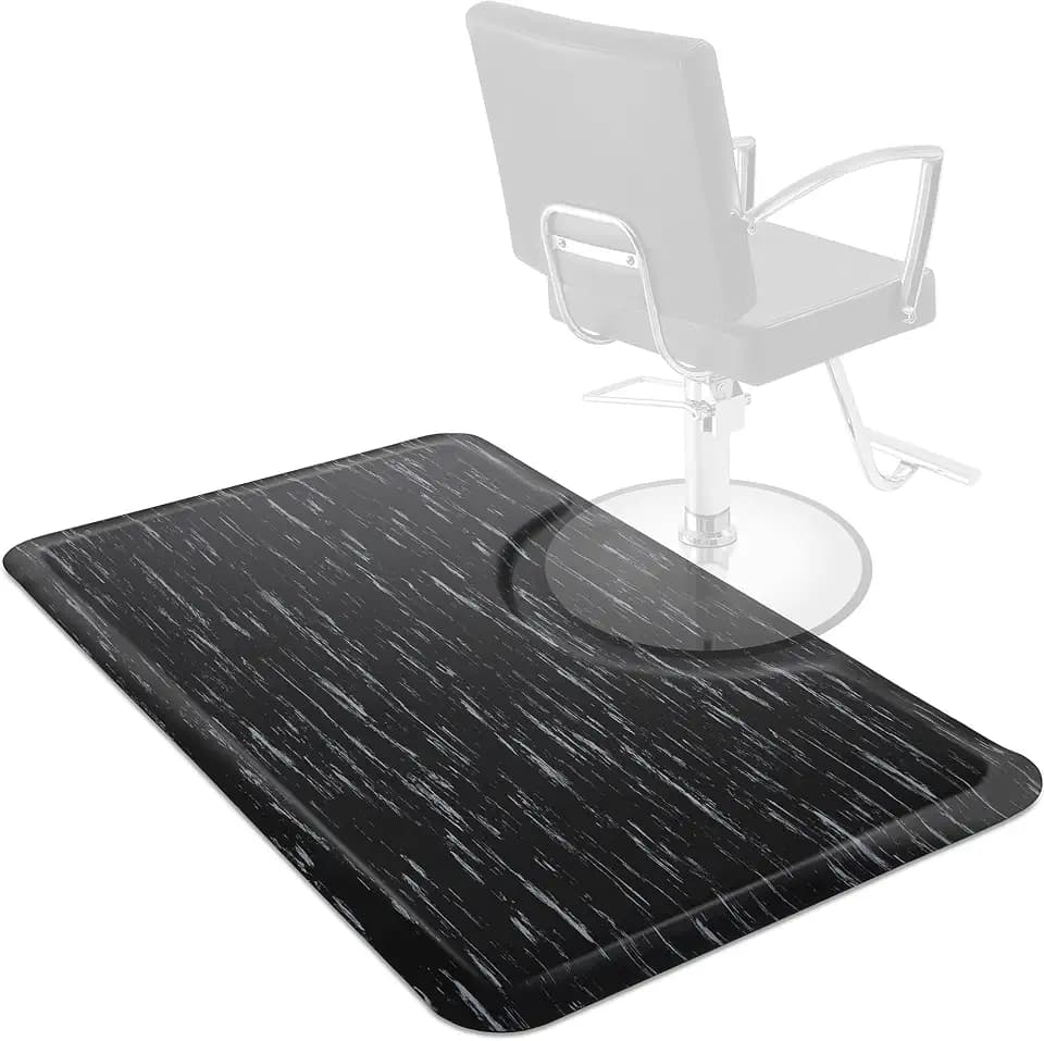 Saloniture 3 ft. x 5 ft. Salon & Barber Shop Chair Anti-Fatigue Floor Mat - Marble Rectangle - 1/2 in. Thick