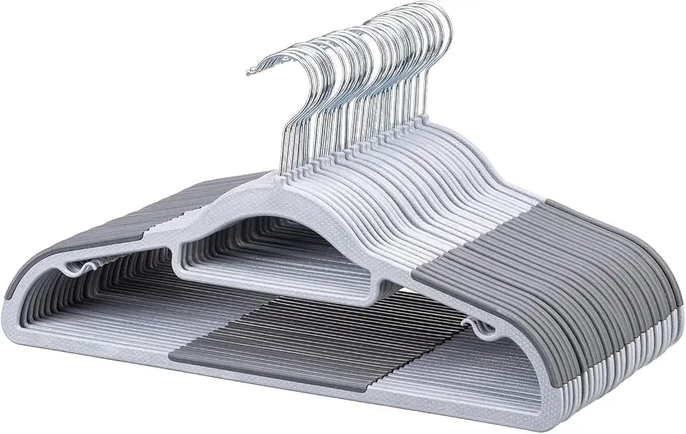 NCXTKJ Suit Hangers, Space-Saving Plastic Clothes Hangers, 30 Pack, Gray