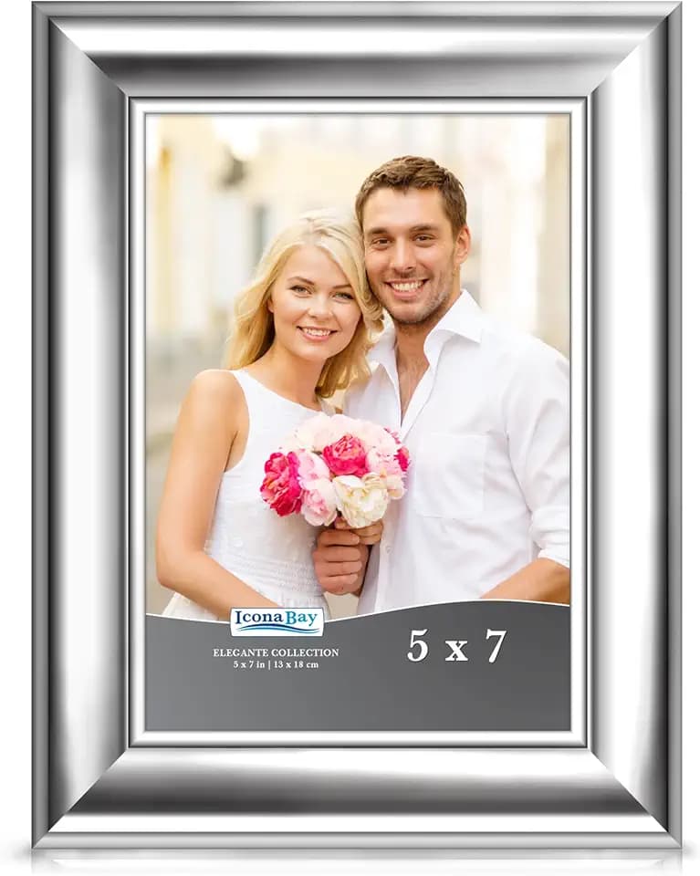 Icona Bay 5x7 Silver Picture Frame, Contemporary Photo Frame 5 x 7