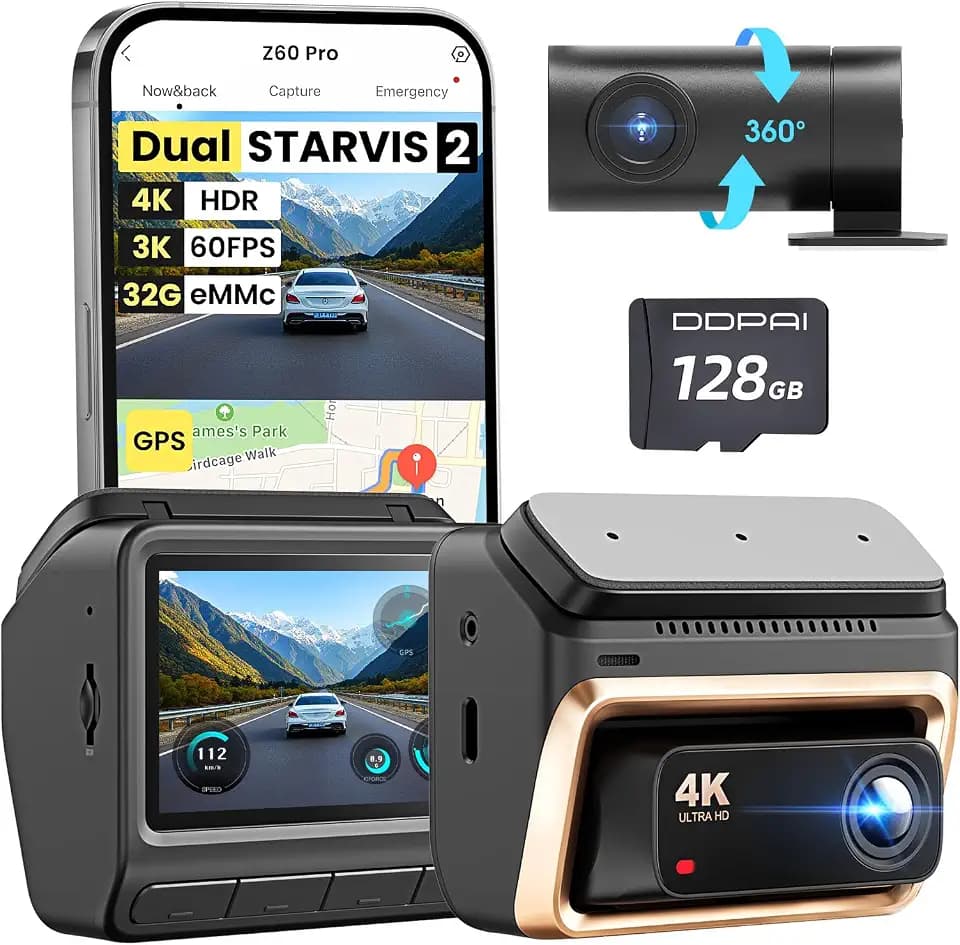 DDPAI Z60 Pro 4K Dashcam Auto Vorne Hinten, Dual STARVIS 2 Dash Cam