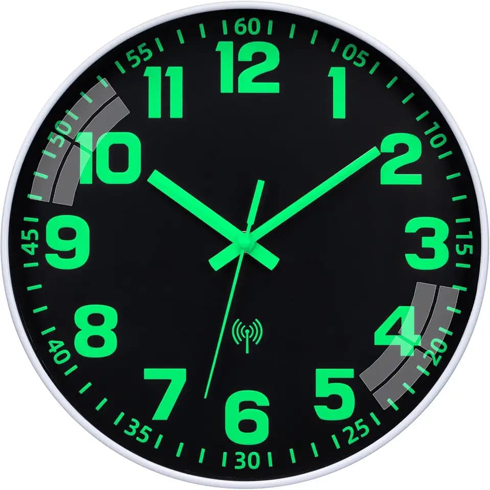 Atomic Wall Clock with Glow in the Dark Night Light 12"