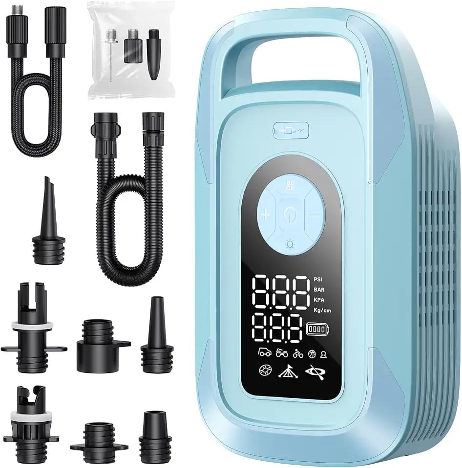 150PSI Paddle Board Electric Pump,Rechargeable 16000mAh SUP Pump with LED Light, Portable Air Pump Triple Stage Inflation & Deflation, Auto-Off for Stand Up Paddle Boards,Tent,Boat,Car,Bike