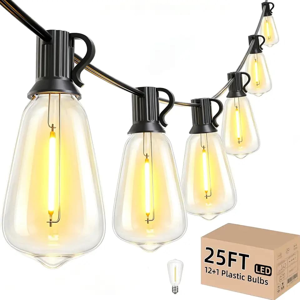 Svater Outdoor String Lights 25 FT, Patio Light Outside Waterproof 13 Bulbs