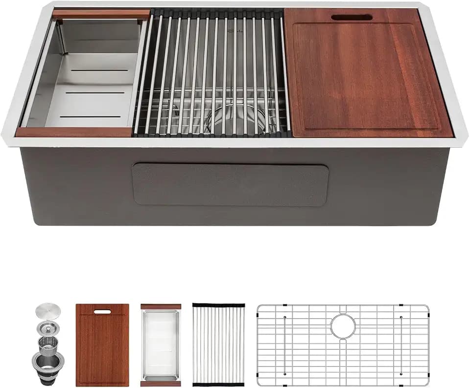 Sarlai 36 Undermount Kitchen Sink Workstation 36x19 Inch Undermount Sinks
