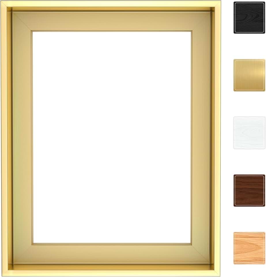 Canvas Floater Frame for Finished Canvas Art, 1.25" Deep Floating Shadow Gap Design, Floating Frame for Canvas Art, Modern Gallery Style Wall Decor, Hardware Included (Champagne Gold, 16x24)