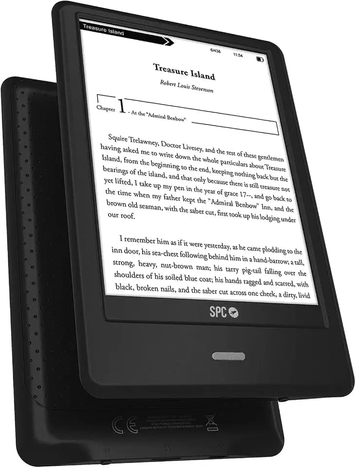 SPC Dickens Light 2 PRO - 6" Touch-E-Reader, Licht, 8GB, Schwarz | E-Ink-Touchscreen, Helligkeit/Farbtemperatur einstellbar, 1 Monat Akku, Bücher per USB-C-Anschluss