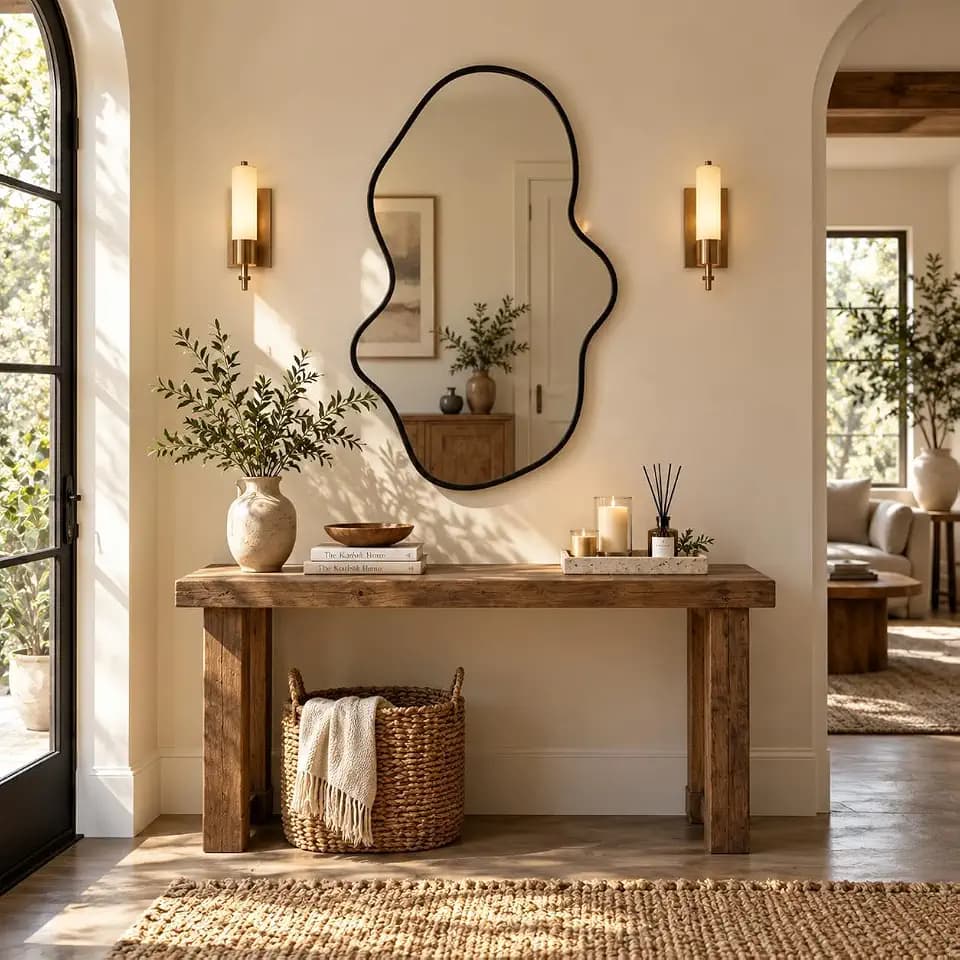 Irregular Wall Mirror, Asymmetrical Black Bathroom Wavy Mirror