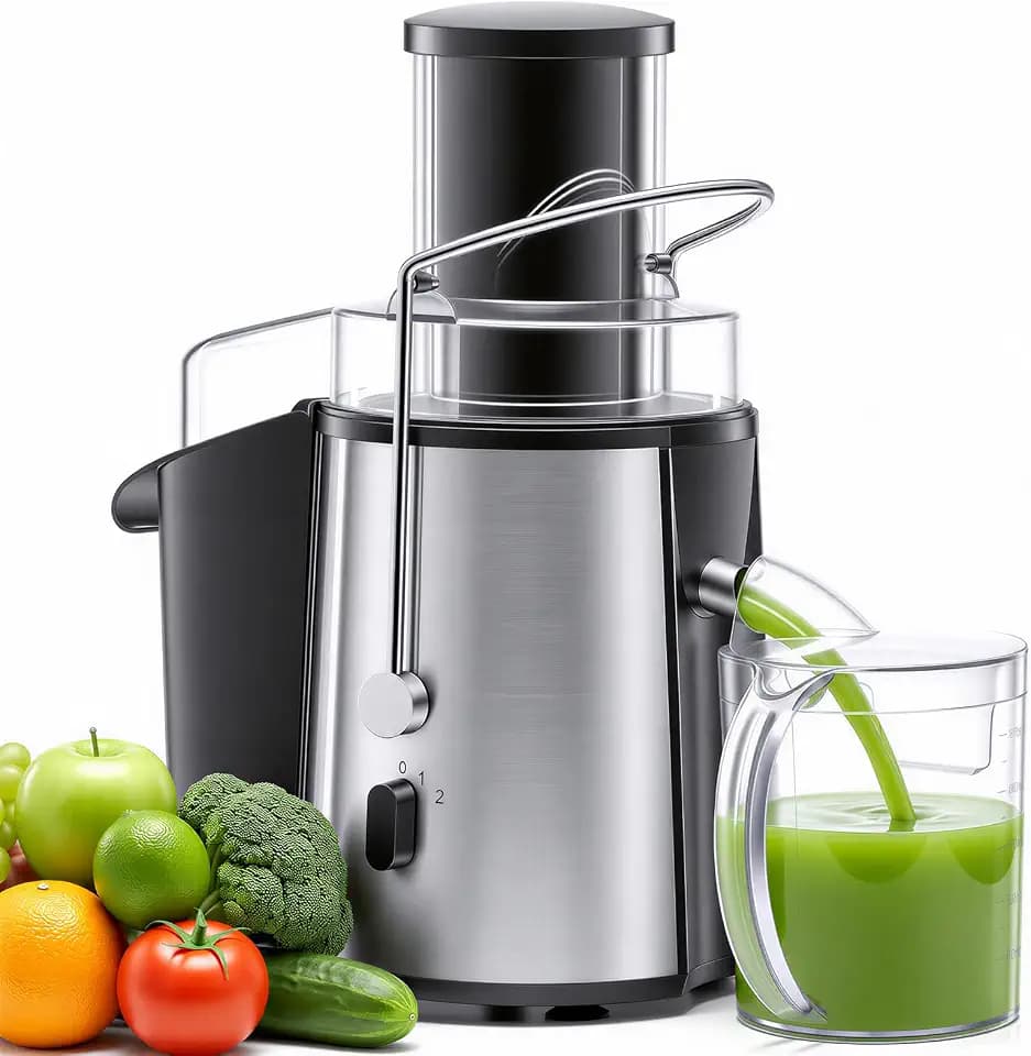 NEWBULIG Centrifugal Juicer, 3" Feed Chute Juicer Machines, Silver
